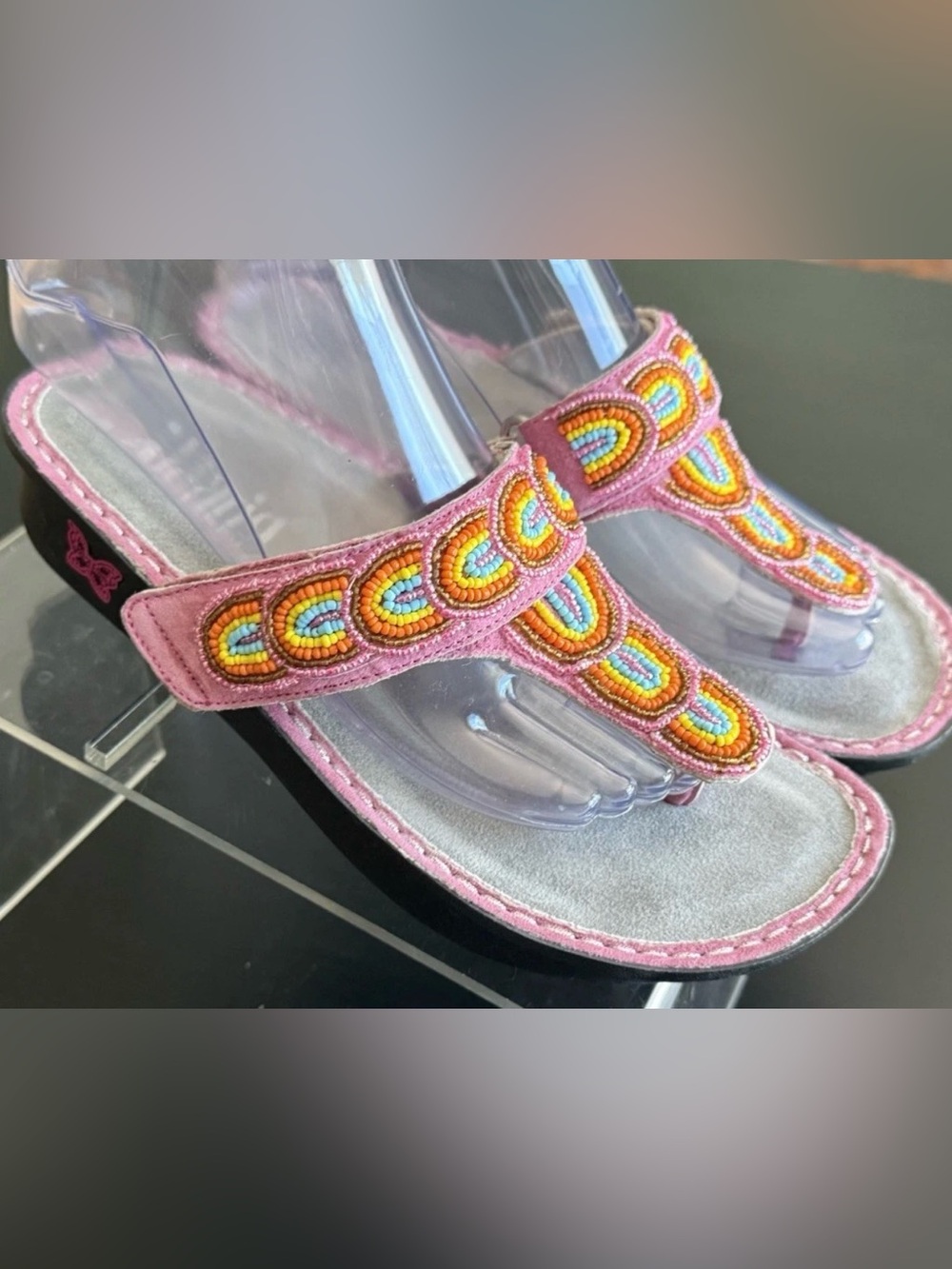 Alegria Carina Bead-Azzled Thong Sandals Pinckney Rainbows Size 37 US 7 Comfort